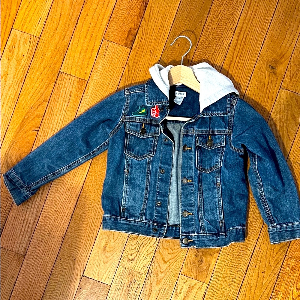 Carter's Blue Denim Jacket with Gray Hoodie